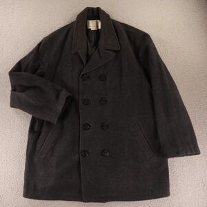 VTG New York Harbor Coat Mens 2XL 50R Charcoal Wool Pea Coat Double Breasted